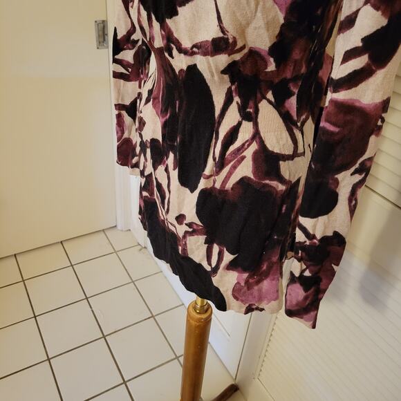 Simply Vera Wang Medium Floral Print Chiffon Trim Cardigan Waist Tie - Picture 8 of 9